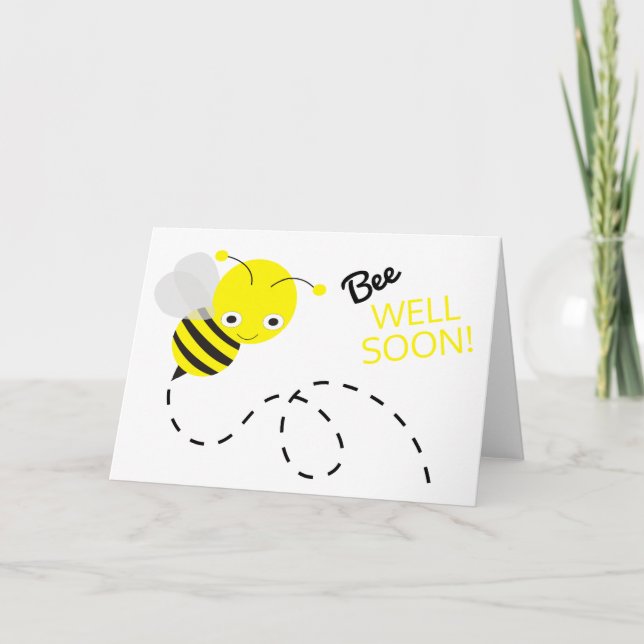 Carte Jolie Abeille Jaune Se Bien Bientôt (Devant)