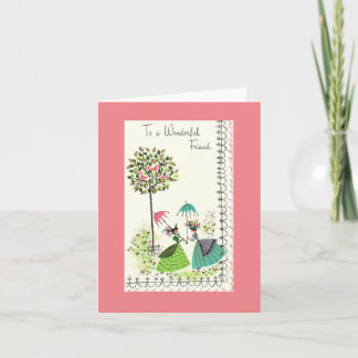 Carte Jolie amitié Vintage pour dames