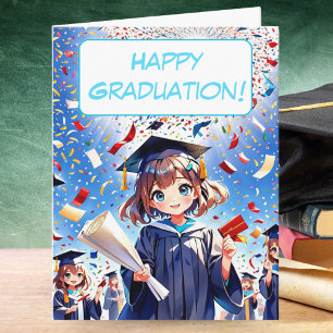 Carte Jolie Anime Girl Happy Graduation