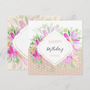 Carte Jolie aquarelle boho lilas floral rose