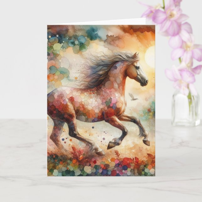 Carte Jolie aquarelle Cheval Toutes les occasions (Orchidée)