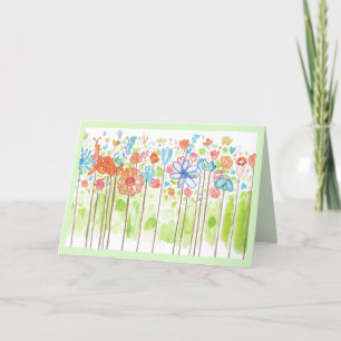 Carte Jolie Aquarelle Fleurs Whimsy