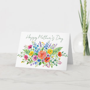Carte Jolie aquarelle florale texte personnalisé Fête de