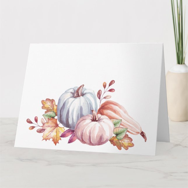 Carte Jolie Aquarelle Pastel Citrouilles & Gourds (Devant)