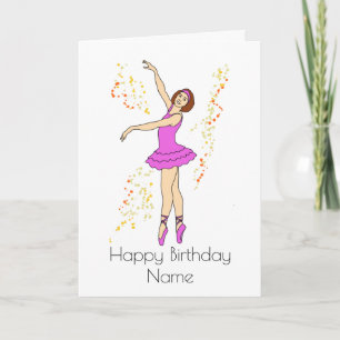 Carte Jolie Ballerina Dancing Girl rose Anniversaire