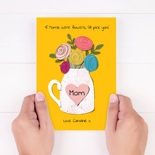 Carte Jolie carafe florale colorée pour la fête des mère
