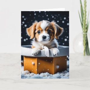 Carte Jolie chiot en boîte cadeau Noël de Noël