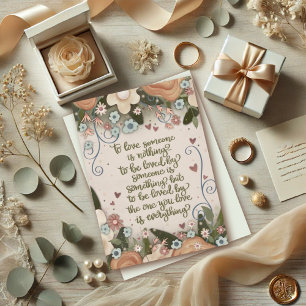 Carte Jolie citation d'amour floral Mariage Boho