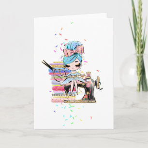 Carte Jolie couture Seamstress Dressmaker Cartoon Ajoute
