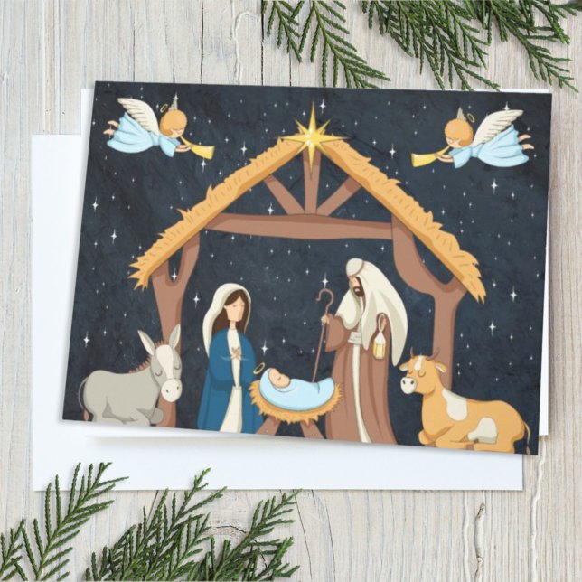 Carte Jolie Crèche de Noël Chrétien (Créateur téléchargé)