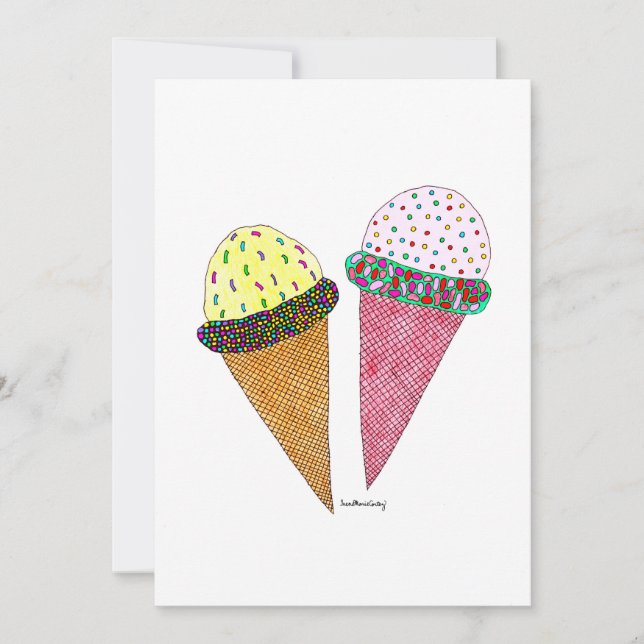 Carte Jolie crème glacée d'anniversaire colorée (Devant)