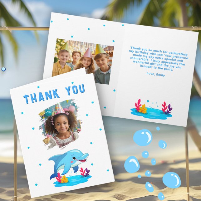 Carte Jolie dauphin Sea Animaux Anniversaire Enfant 2 Ph (Créateur téléchargé)