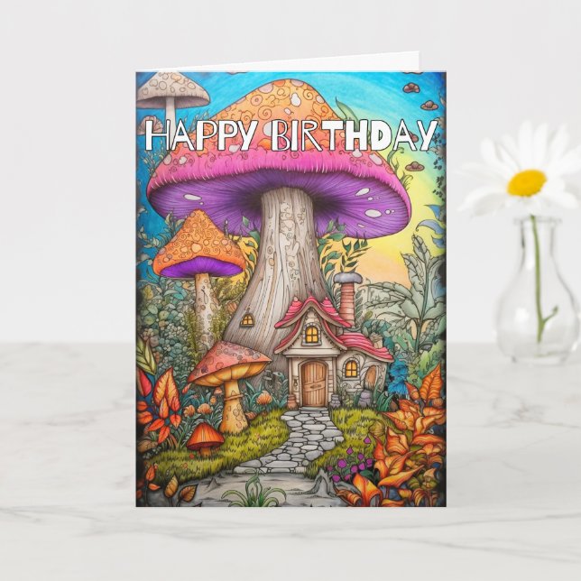 Carte Jolie Demeure Dans Une Forêt De Champignons (Petite plante)