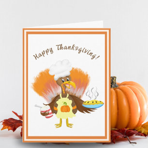 Carte Jolie dinde avec tarte et glace de Thanksgiving