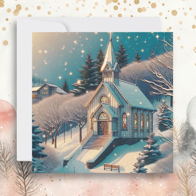Carte Jolie église pour Noël d'hiver (Créateur téléchargé)
