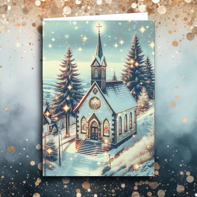 Carte Jolie église pour Noël d'hiver (Créateur téléchargé)