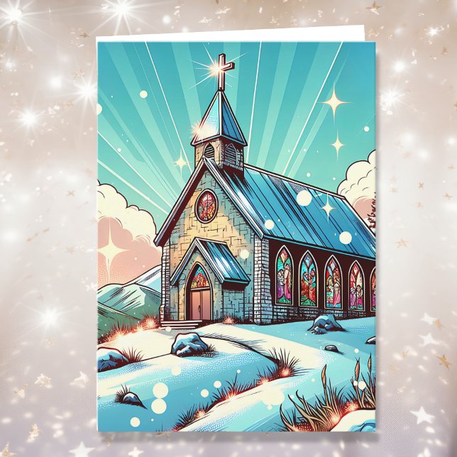 Carte Jolie église pour Noël d'hiver (Créateur téléchargé)