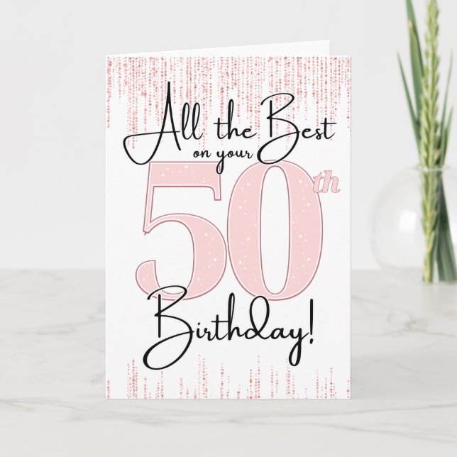 Carte jolie en rose pour 50e anniversaire (Devant)