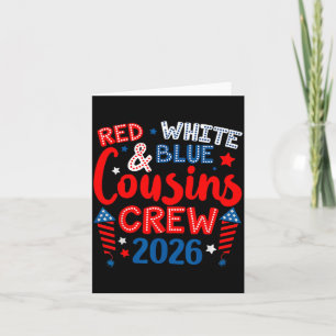 Carte Jolie famille 4 juillet rouge blanc et bleu cousin