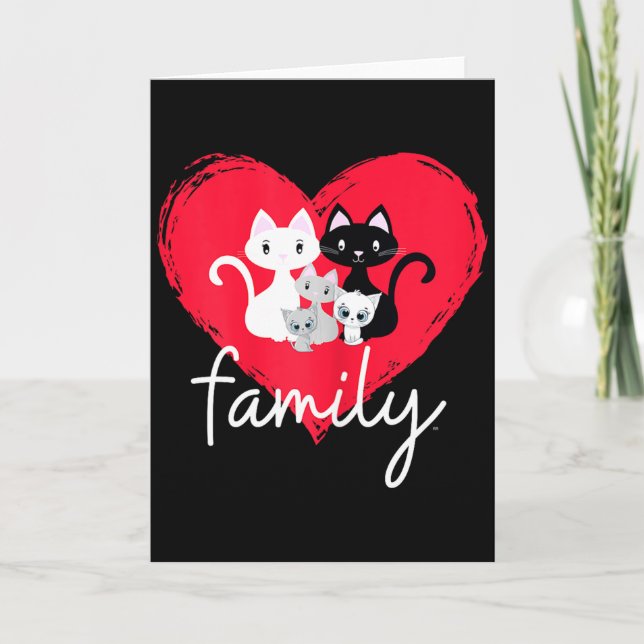 Carte Jolie Famille de Chat Saint Valentin  (Devant)
