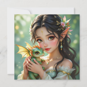 Carte Jolie Fée Elfe & Dragon Éthéré