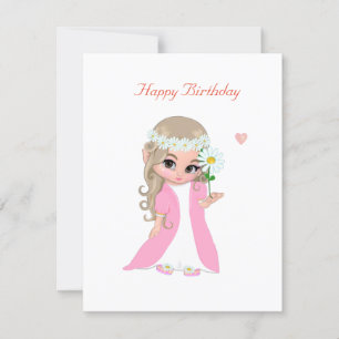 Carte Jolie Fée sur Anniversaire Blanc