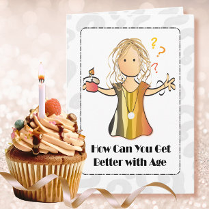 Carte Jolie Femme Cartoon Sweet Dire Anniversaire Modern