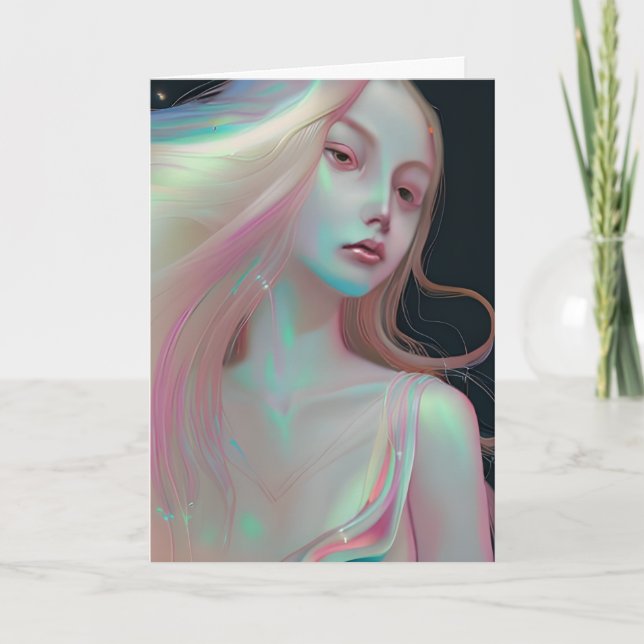 Carte Jolie femme mystique avec la peau de Pearlescent (Devant)