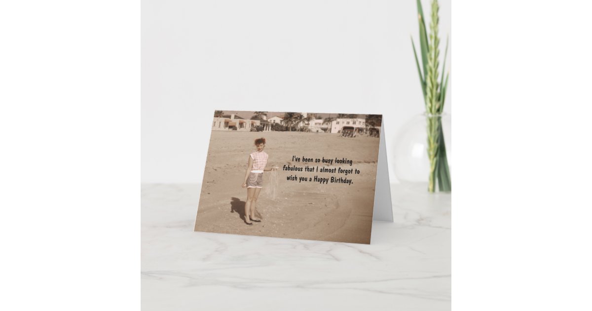 Carte Jolie Femme Sur L Humour D Anniversaire De Plage Zazzle Fr