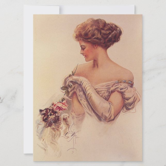 Carte Jolie femme tenant un chaton (Devant)