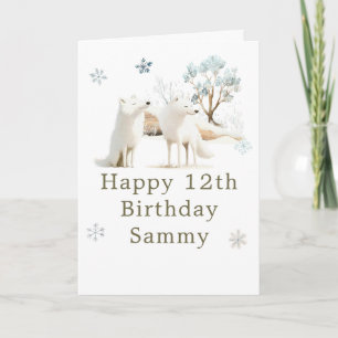 Carte Jolie fête d'anniversaire du loup arctique en hive