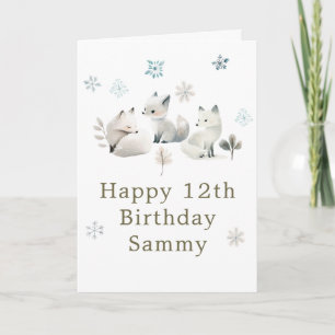 Carte Jolie fête d'anniversaire Loup Arctique d'Hiver