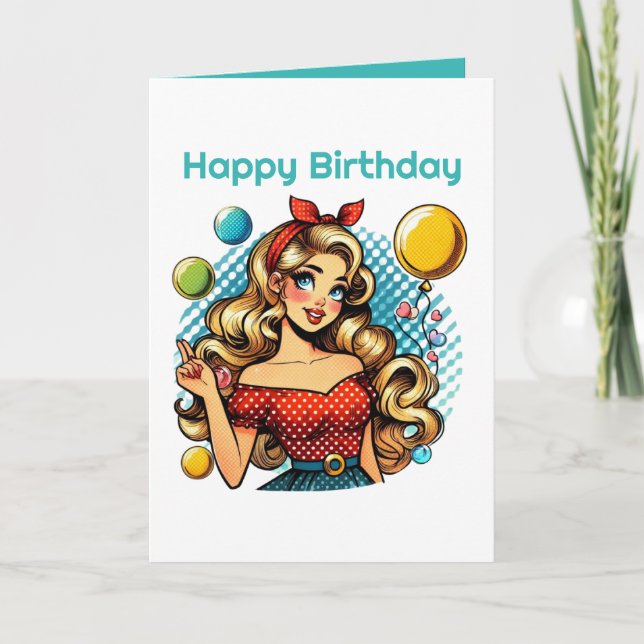 Carte Jolie fête d'anniversaire rétro (Devant)