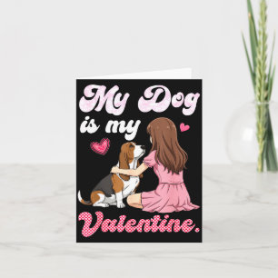 Carte Jolie Fille avec Chien est Maman Basset Hound pour