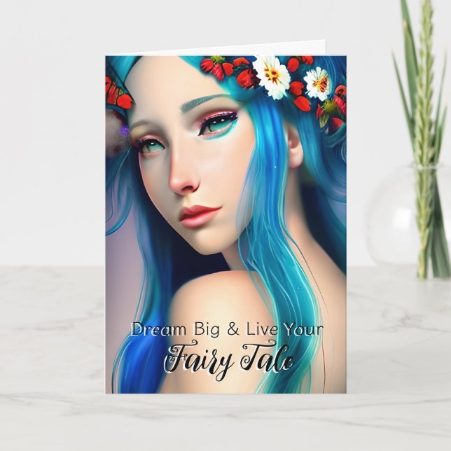 Carte Jolie fille enchantée avec des fleurs | Conte de f (Devant)