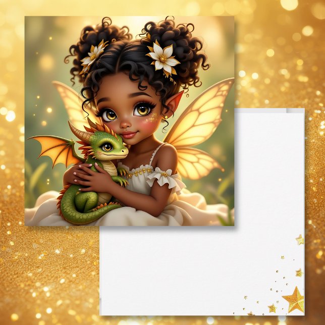 Carte Jolie Fille Fée d'Anime et Dragon Chibi (Créateur téléchargé)