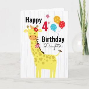 Carte Jolie fille Giraffe d'anniversaire