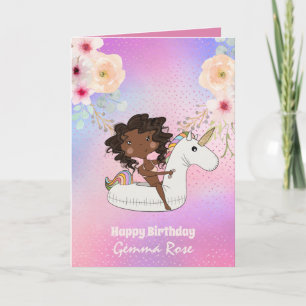 Carte Jolie Fille Noire Anniversaire - Beaucoup de Thème