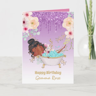 Carte Jolie Fille Noire Anniversaire - Beaucoup de Thème