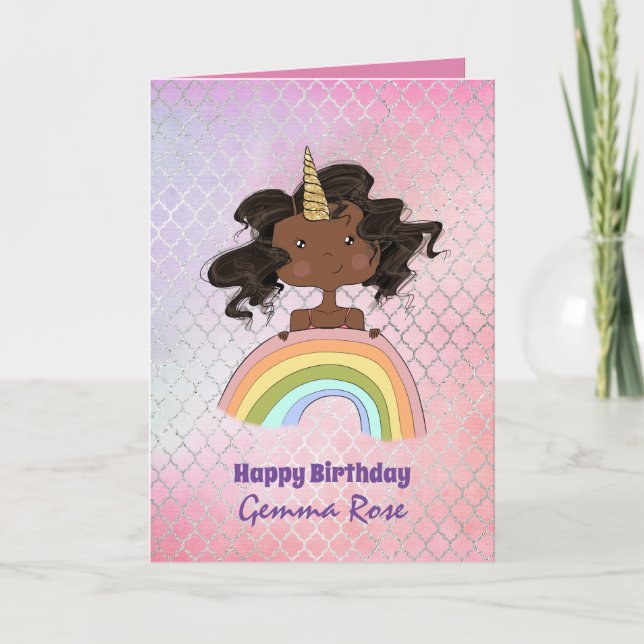Carte Jolie Fille Noire Anniversaire Fille - Beaucoup de (Devant)