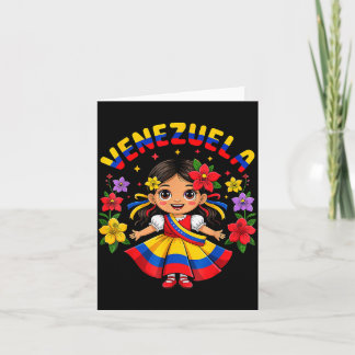Carte Jolie Fille Vénézuélienne Enfants Robe Traditionne