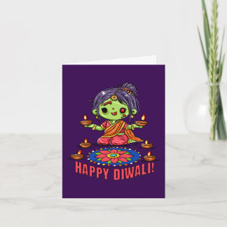 Carte Jolie fille zombie célébrant Diwali