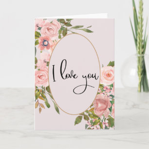 Carte Jolie Fleur Je t'aime Rose Saint-Valentin