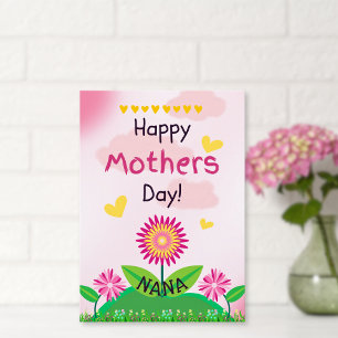 Carte Jolie Fleur Rose Jaune Enfants Fête des Mères NANA