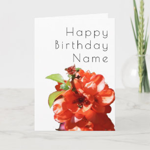 Carte Jolie fleur rouge Quince Floral Art Déco Anniversa