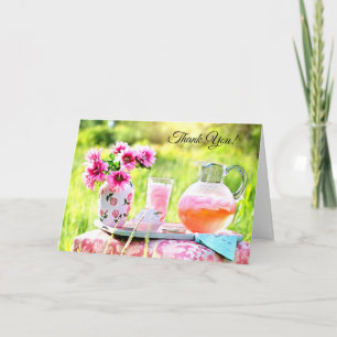 Carte Jolie Fleurs Roses Et Lémonade De Fraise