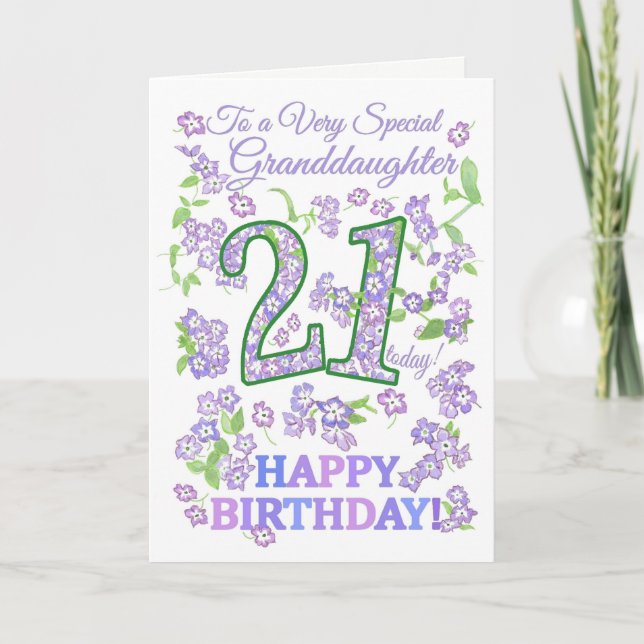 Carte Jolie Floral 21e anniversaire Grandgirl spéciale (Devant)