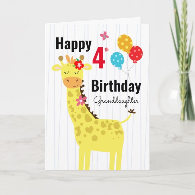 Carte Jolie Giraffe Grandgirl anniversaire (Devant)