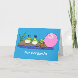 Carte Jolie grenouilles drôles bubblegum dessin animé il