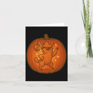 Carte Jolie Halloween Citrouille Danser Llama Éffrayant